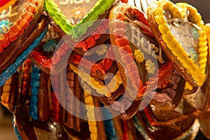 gingerbread hearts at a christmas market