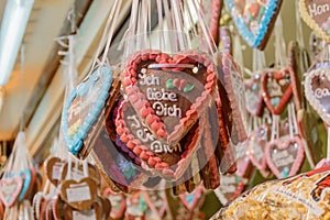 Gingerbread hearts at the Christmas market