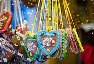 Gingerbread hearts on a German Christmas Market