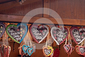 Gingerbread hearts in the NÃÂ¼rnberg Volksfest Germany