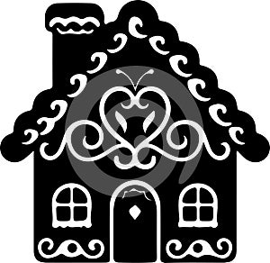 Gingerbread house Black Silhouette Generative Ai