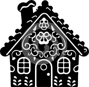 Gingerbread house Black Silhouette Generative Ai