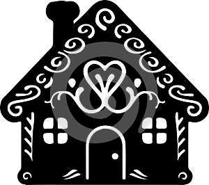 Gingerbread house Black Silhouette Generative Ai