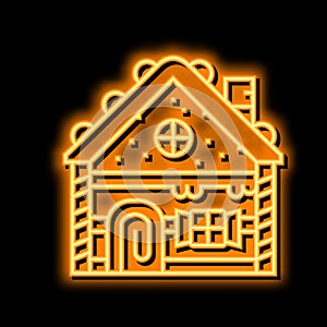 gingerbread house neon glow icon illustration