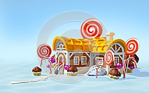 Gingerbread house snow field