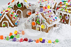 Gingerbread Houses Covered with Snow