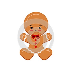 Gingerbread man christmas cookie icon isolated on white background. photo