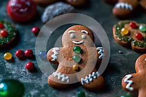 Gingerbread man christmas cookies. Generative AI