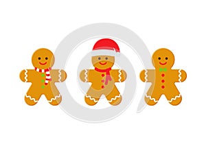 Gingerbread man. Christmas icon. Vector illustration in flat design