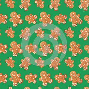 Gingerbread man christmas seamless pattern