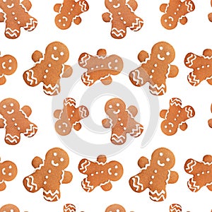 Gingerbread man christmas seamless pattern photo