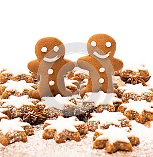 Gingerbread man cookie with cinnamon stars