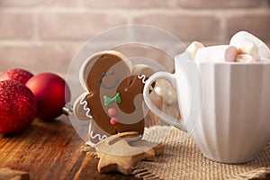 Gingerbread Man Cookie and Hot Cocoa