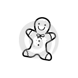 Gingerbread man cookie outline icon