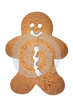 Gingerbread man cookie in snowflake shape