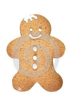 Gingerbread man cookie in snowflake shape