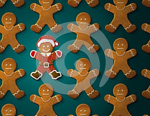 Gingerbread man is decorated in christmas suit