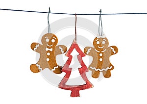 Gingerbread man decorations isolated