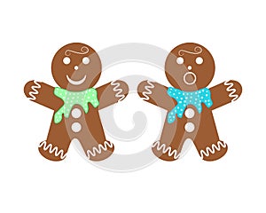 Gingerbread man group - isolated vector illustration on white background