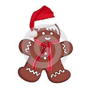 Gingerbread Man with Hat Head Scarf Isolated