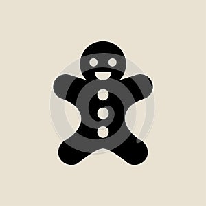 Gingerbread man icon simple flat style Christmas symbol