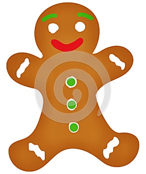 Gingerbread Man Illustration with Clipping Path Isolated on White