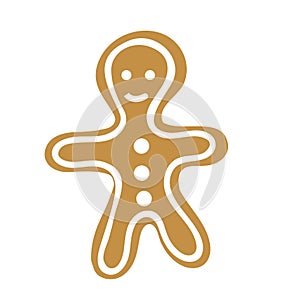 Gingerbread man isolated on white background. Vector illustration