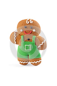 Gingerbread man isolated on white. Delicious Christmas cookie