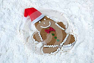 Gingerbread man snow angel