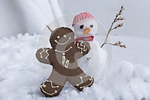 Gingerbread Man and Snowman