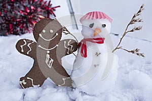 Gingerbread Man and Snowman