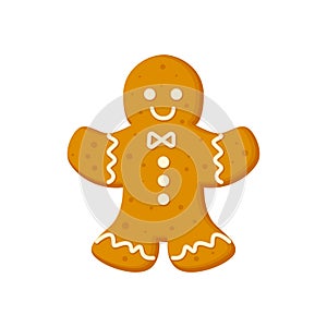 Gingerbread man traditional Christmas cookie with icing vector illustration