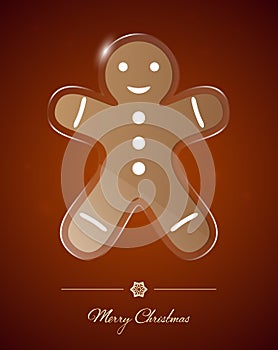 Gingerbread man on transparent glass ornament