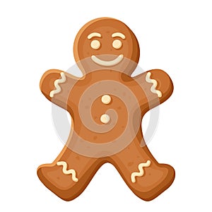 Gingerbread man. Vector Christmas cookie.