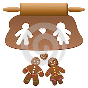 Gingerbread Man Gingerbread Woman Love Couple Cut Out Cookies