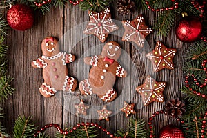 Gingerbread man and woman, star cookies