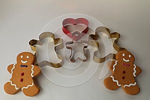 Cookie cutters hearts and gingerbread