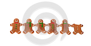 Gingerbread men in a row