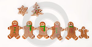 Gingerbread men in a row