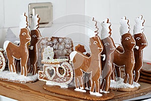 Gingerbread reindeers in an old bakery