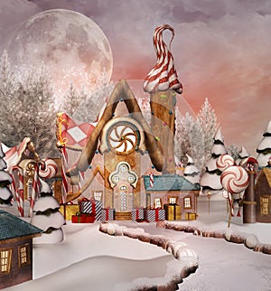 Gingerbread snowy village