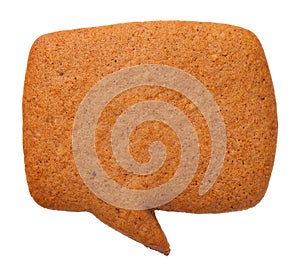 Gingerbread Speech Bubble Cookie Isolated on White Background