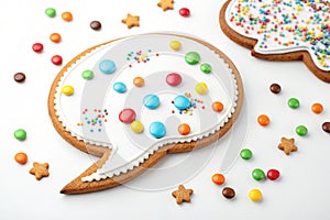 Gingerbread Speech Cloud Cookie Isolated on White Background