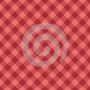 Gingham check pattern in reddish coral pink for spring autumn. Seamless geometric bright check graphic background vector texture.