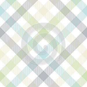 Gingham check pattern seamless design in nature colors grey, green, blue, white. Vichy spring summer tartan vector for tablecloth.