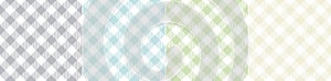 Gingham check pattern set in nature colors grey, green, blue, white. Vichy seamless spring summer vector for tablecloth, oilcloth.