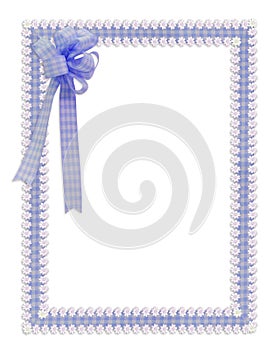 Gingham and daisies ribbons blue border