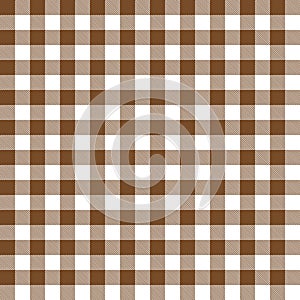 Gingham brown checkered seamless pattern. Plaid repeat design background.