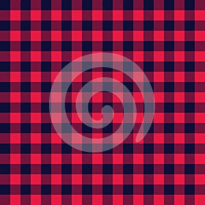 Gingham red checkered seamless pattern. Plaid repeat design background.