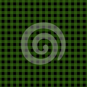 Gingham seamless green and black pattern. Texture from squares for plaid, tablecloths, clothes, shirts, dresses, paper, bedding,